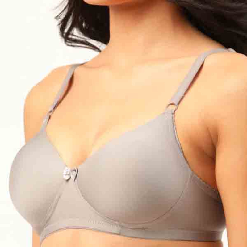 Women Taupe Solid Non-Wired Lightly Padded T-shirt Bra