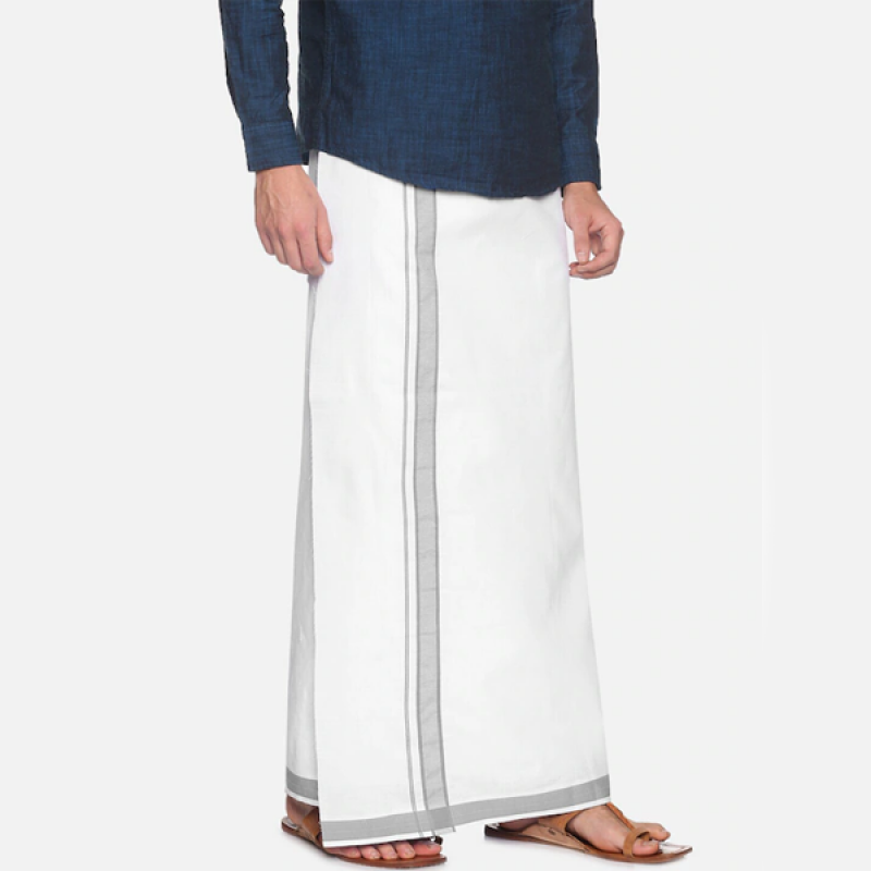 Men White Solid Pure Cotton Dhoti