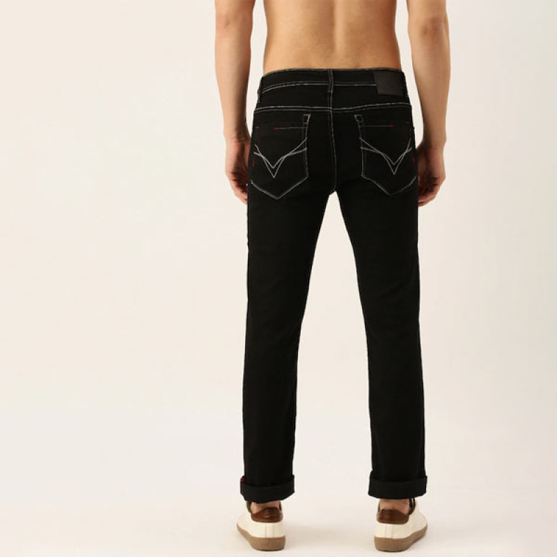 Men Black Slim Fit Mid-Rise Stretchable Jeans